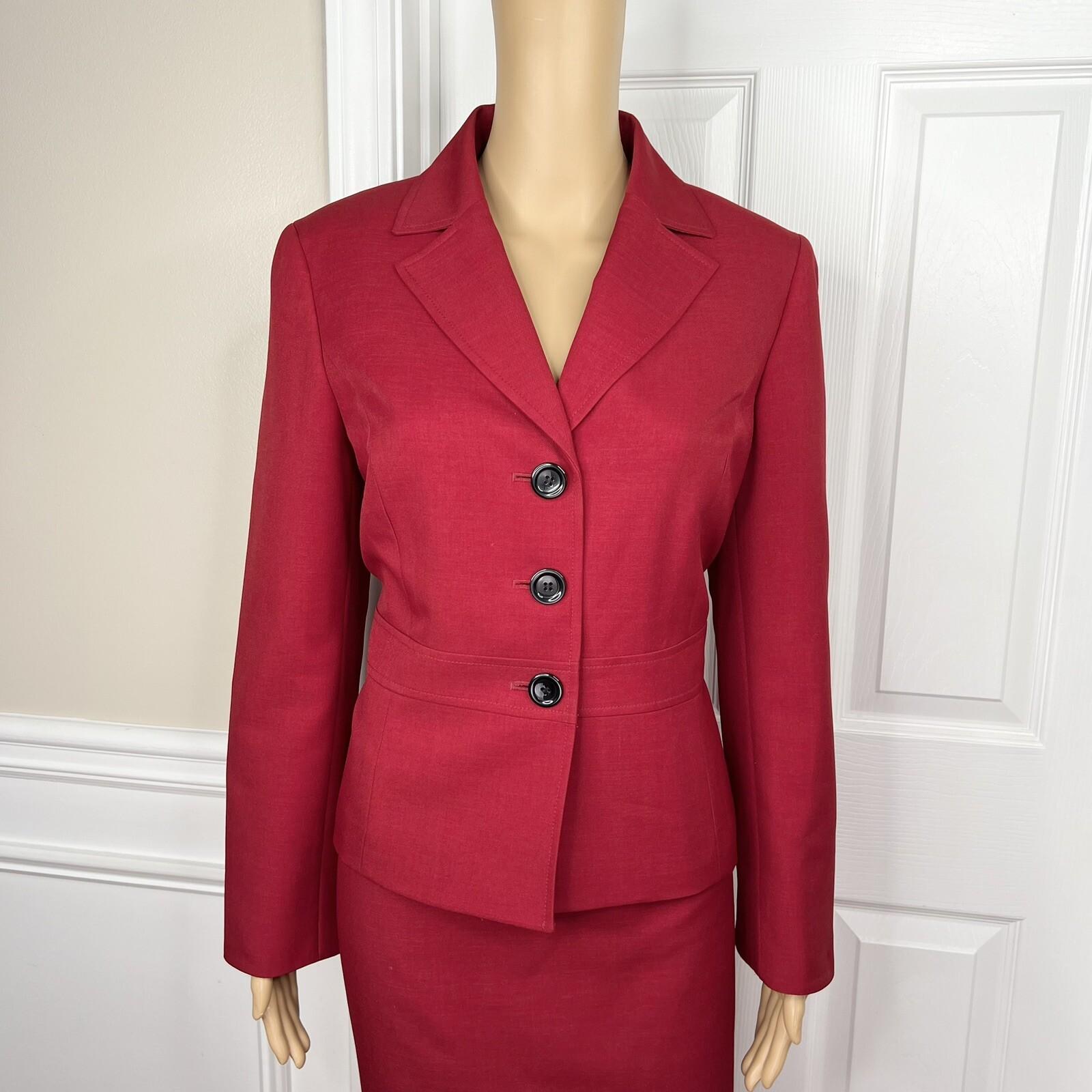 KASPER 2PC Red Polyester Cocktail Business Mismatch Skirt (SZ 12P) Suit (SZ 10P)