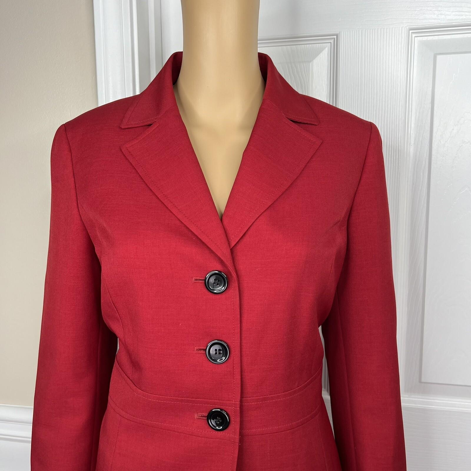 KASPER 2PC Red Polyester Cocktail Business Mismatch Skirt (SZ 12P) Suit (SZ 10P)