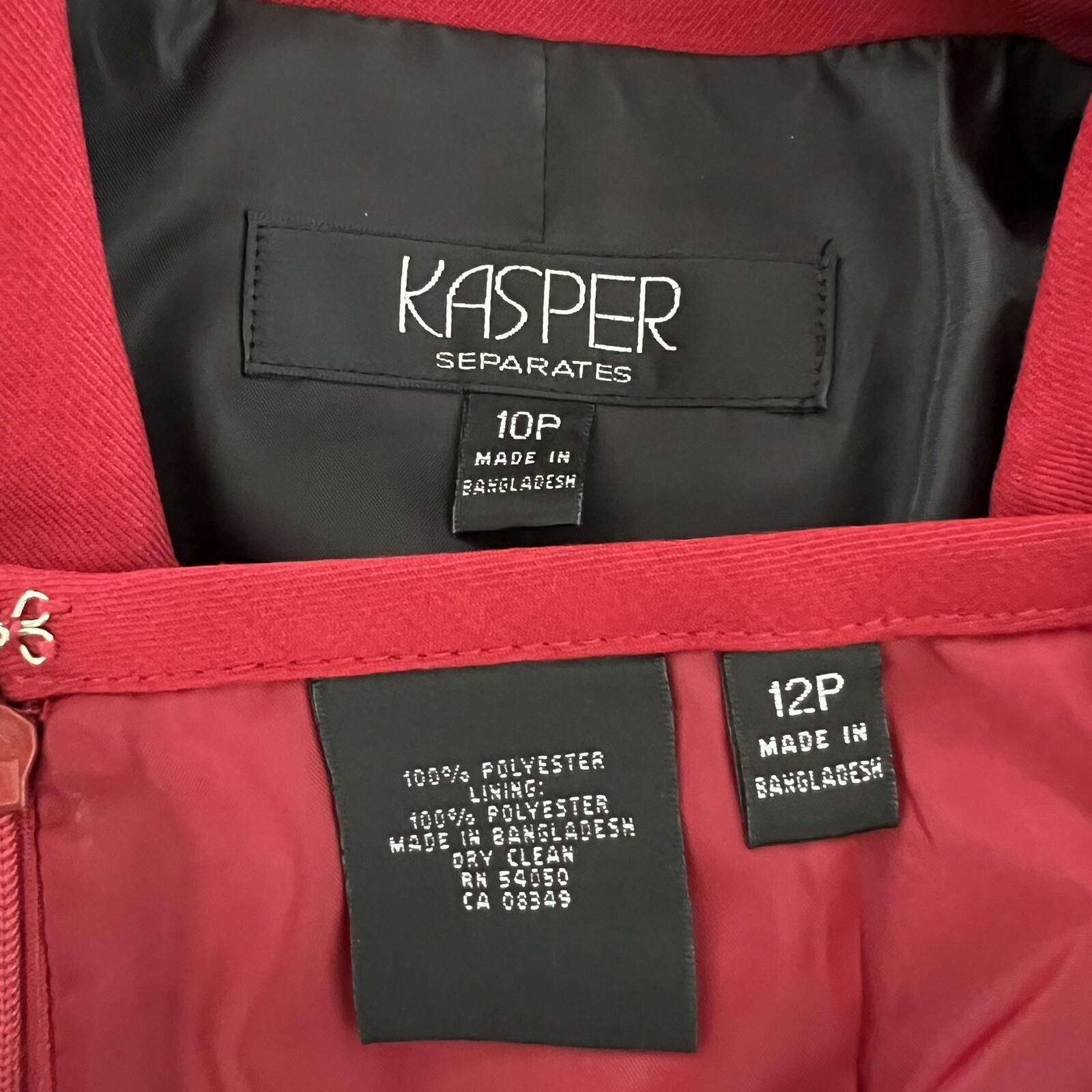 KASPER 2PC Red Polyester Cocktail Business Mismatch Skirt (SZ 12P) Suit (SZ 10P)