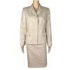 KASPER Metallic Polyester Skirt Suit Size 10P Beige Cocktail Peak Collar 2PC