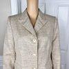 KASPER Metallic Polyester Skirt Suit Size 10P Beige Cocktail Peak Collar 2PC