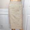 KASPER Metallic Polyester Skirt Suit Size 10P Beige Cocktail Peak Collar 2PC