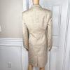 KASPER Metallic Polyester Skirt Suit Size 10P Beige Cocktail Peak Collar 2PC