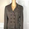 Tahari ASL Polyester Skirt 12 Suit 10 Brown Double Breasted Lined Pleated 2PC