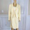 ALEX MARIE Women 2PC Yellow Acrylic Lined Pleated Dress Suit Size 10