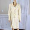 ALEX MARIE Women 2PC Yellow Acrylic Lined Pleated Dress Suit Size 10