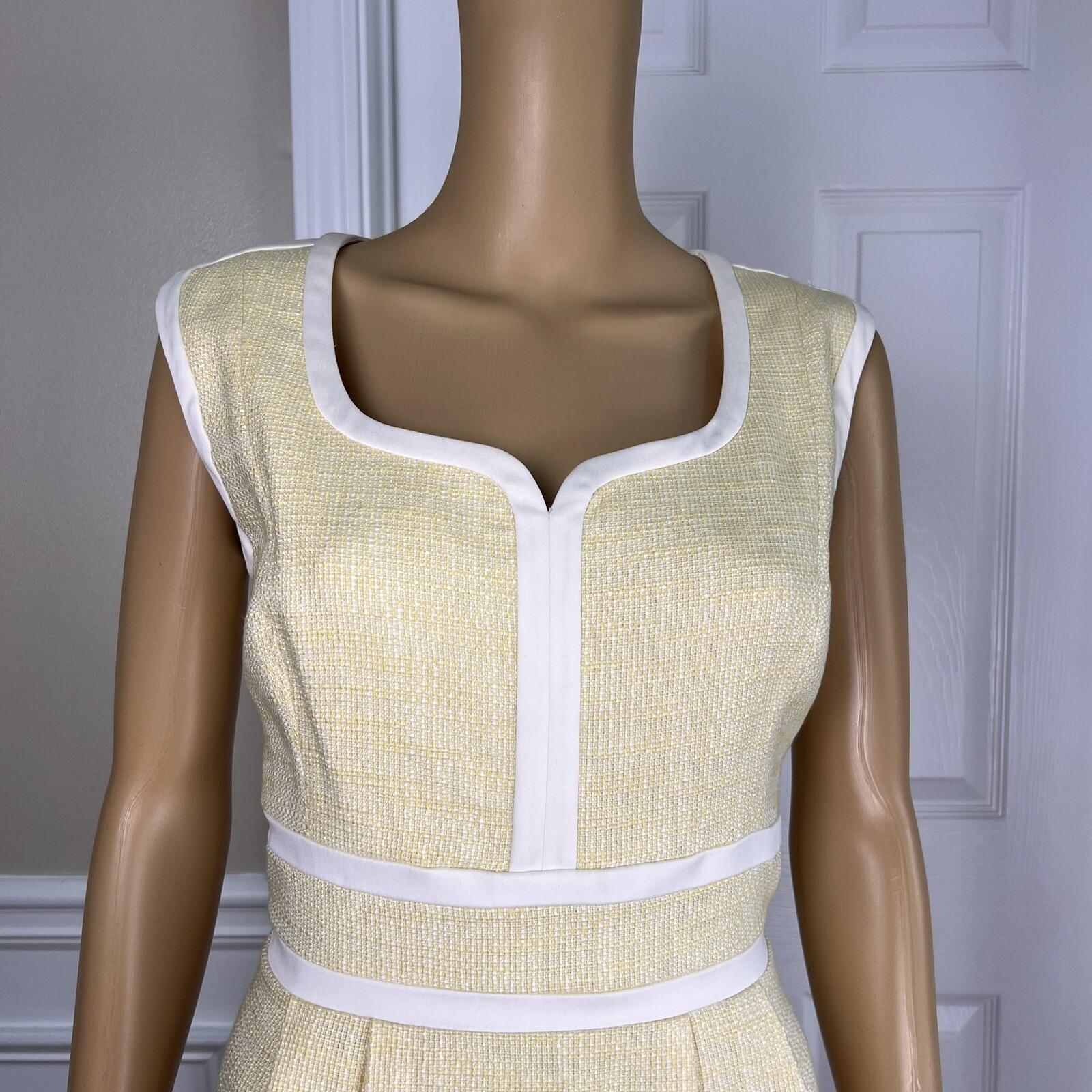 ALEX MARIE Women 2PC Yellow Acrylic Lined Pleated Dress Suit Size 10