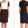 Boss Hugo Boss Patchwork Colorblock Dress Size 12 V Neck Short Sleeves Stretch