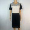 Boss Hugo Boss Patchwork Colorblock Dress Size 12 V Neck Short Sleeves Stretch