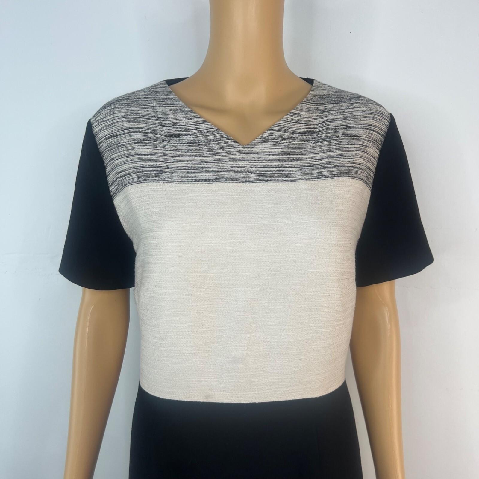 Boss Hugo Boss Patchwork Colorblock Dress Size 12 V Neck Short Sleeves Stretch