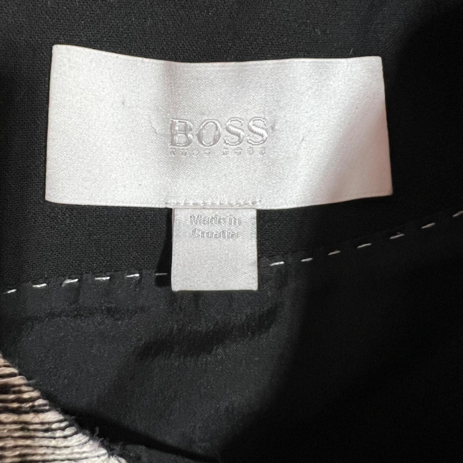 Boss Hugo Boss Patchwork Colorblock Dress Size 12 V Neck Short Sleeves Stretch