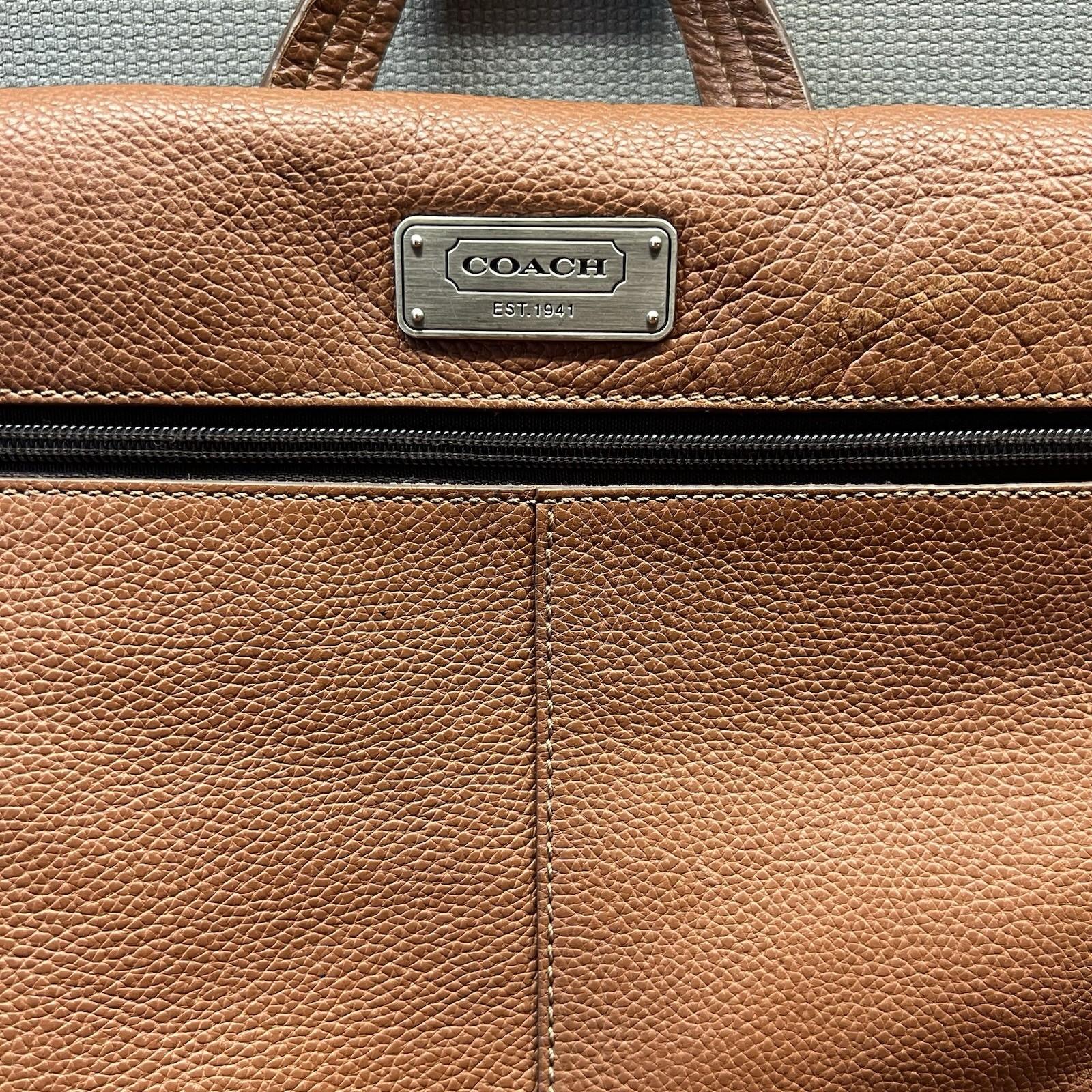 Coach Trans Atlantic Tan Leather Messenger Bag Shoulder Computer Briefcase Bag