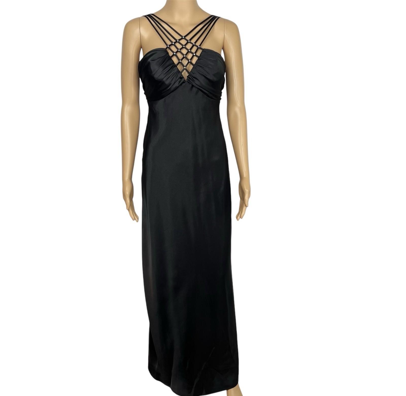 Ignite Evenings Dress 8 Black Gothic Fairy Prom Strappy Grunge Open Back Y2K