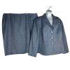 Le Suit Women Polyester Skirt Suit 22W Light Blue Notch Collar Career Lined