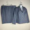 Le Suit Women Polyester Skirt Suit 22W Light Blue Notch Collar Career Lined