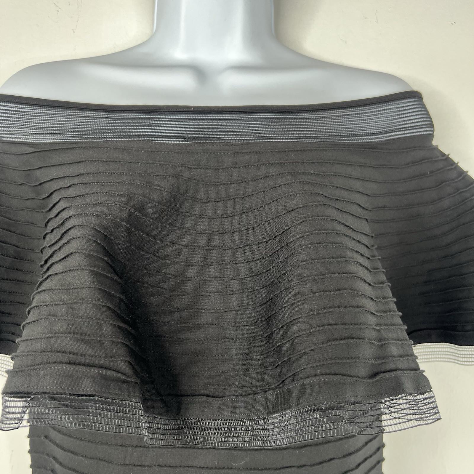Tadashi Shoji Tabora off-shoulder ruffle dress size M layered tiered Minimalist