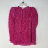 s-l1600-110.jpg Shoshanna 3D Velvet Print Blouse S Hot Pink 3/4 Sleeves Keyhole Inner Tank Top