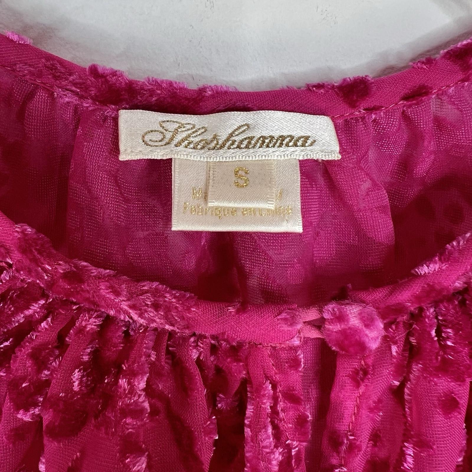 s-l1600-116.jpg Shoshanna 3D Velvet Print Blouse S Hot Pink 3/4 Sleeves Keyhole Inner Tank Top