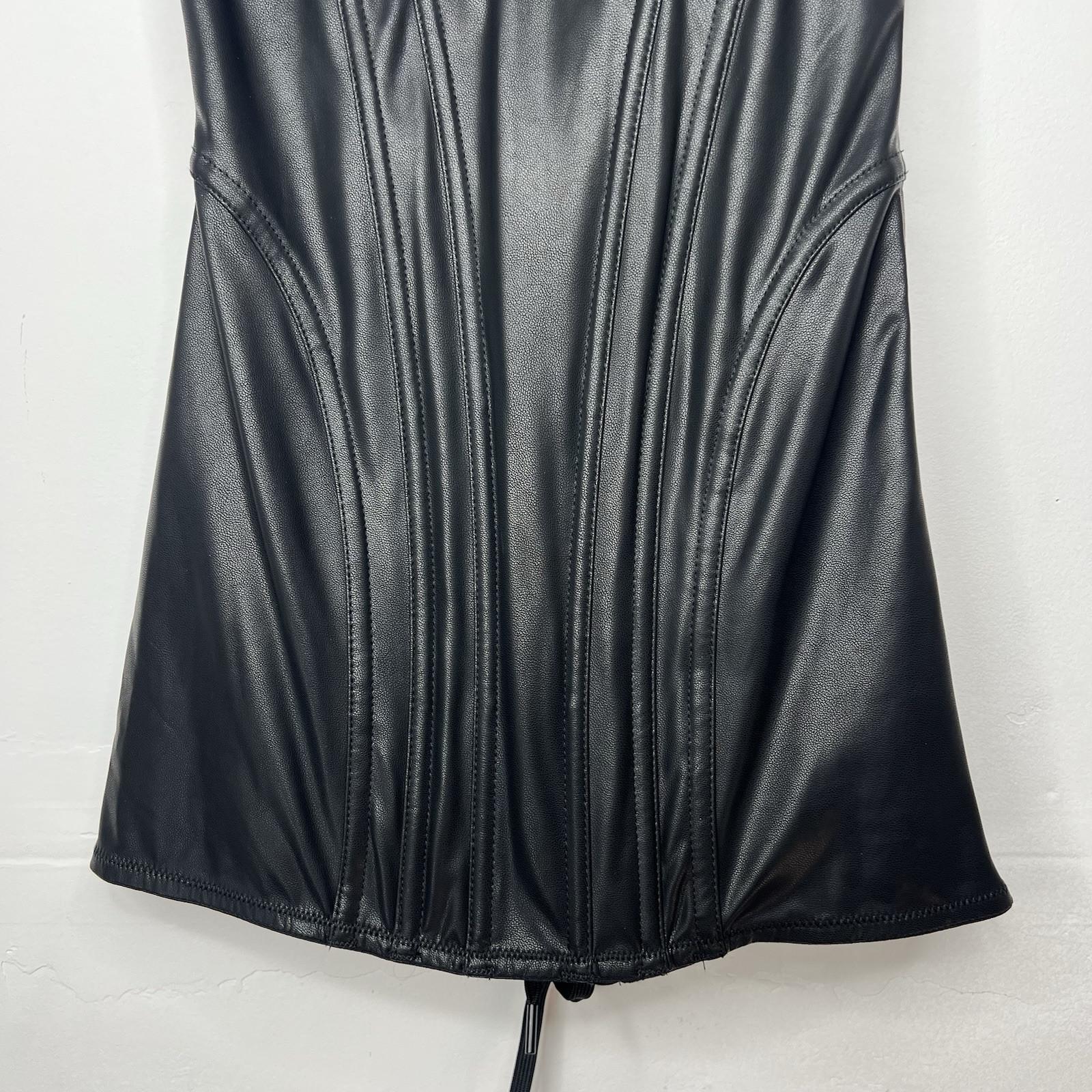 s-l1600-121.jpg Savage Fenty Faux Leather Corset Size S Black Bustier Adjustable Grunge Gothic