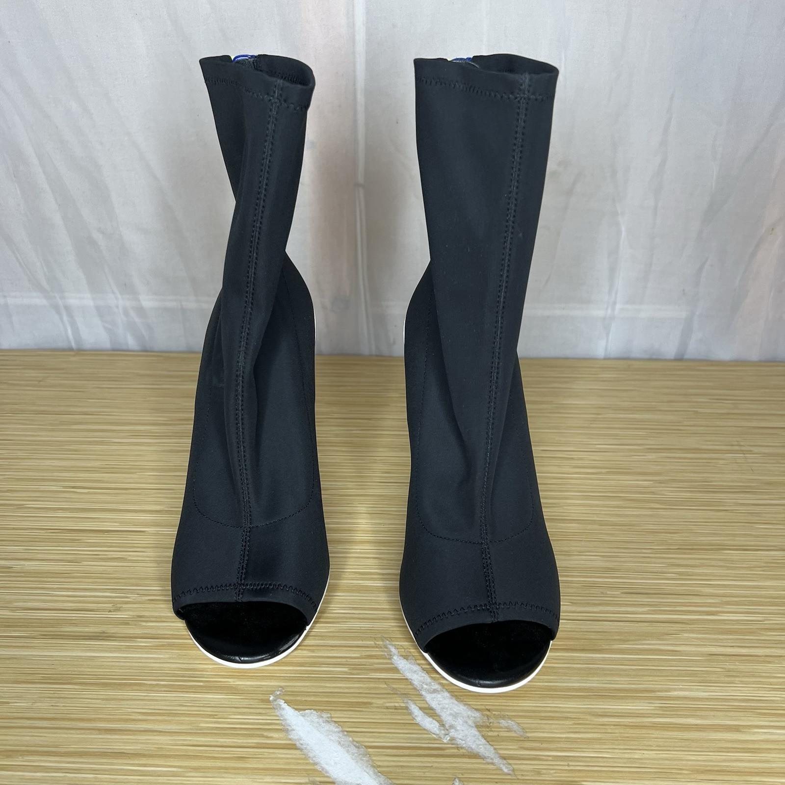 Aldo Stretch Fabric Platform Peep Toe Heels Booties Size 8.5 Black Full Back Zip