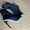 Aldo Stretch Fabric Platform Peep Toe Heels Booties Size 8.5 Black Full Back Zip