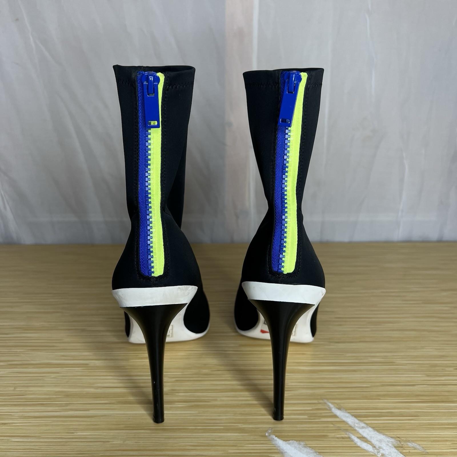 Aldo Stretch Fabric Platform Peep Toe Heels Booties Size 8.5 Black Full Back Zip