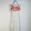 Rixo Viscose Dress M White Polka Dot Ruffle Spaghetti Strap Romantic Maxi New