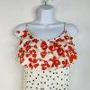 Rixo Viscose Dress M White Polka Dot Ruffle Spaghetti Strap Romantic Maxi New