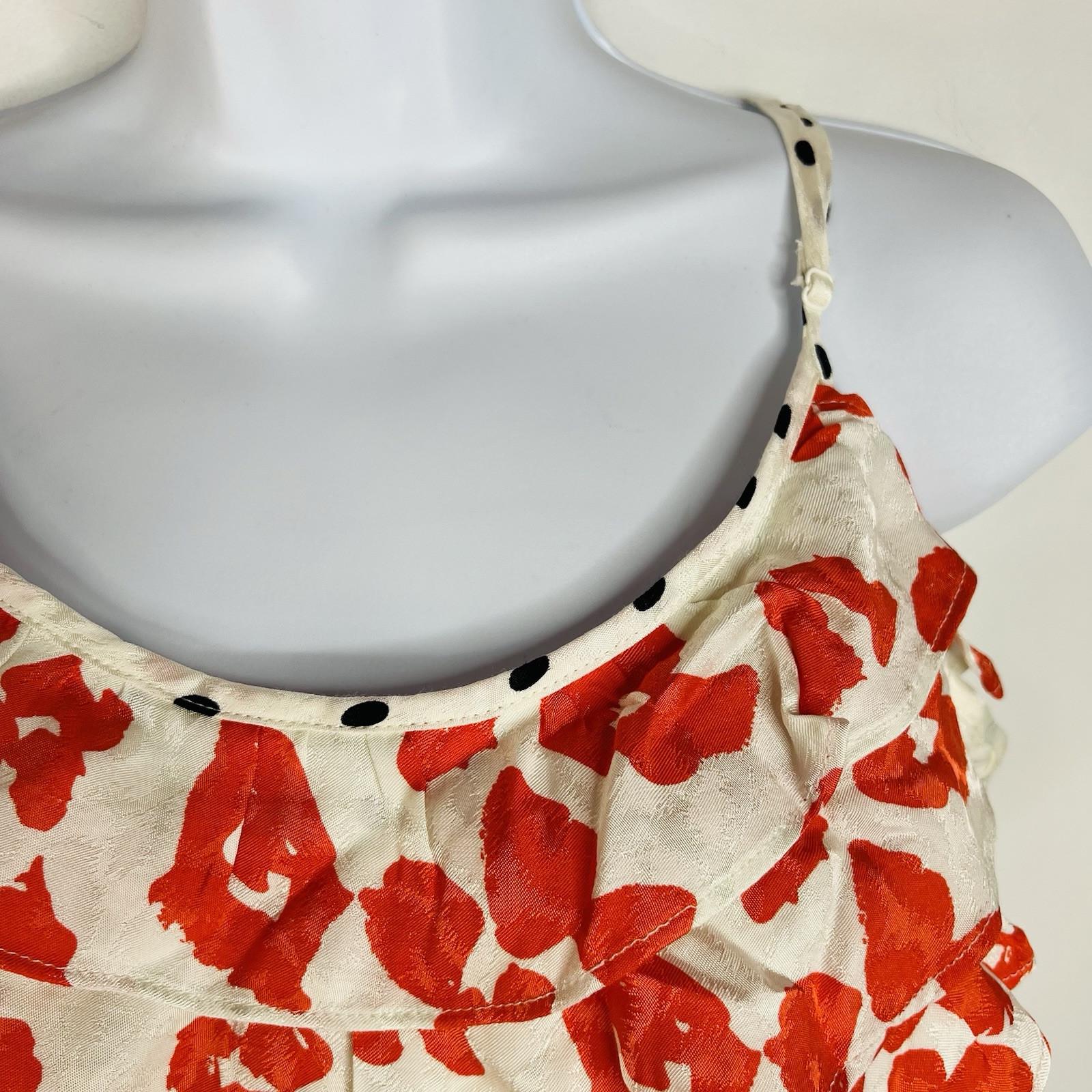 Rixo Viscose Dress M White Polka Dot Ruffle Spaghetti Strap Romantic Maxi New
