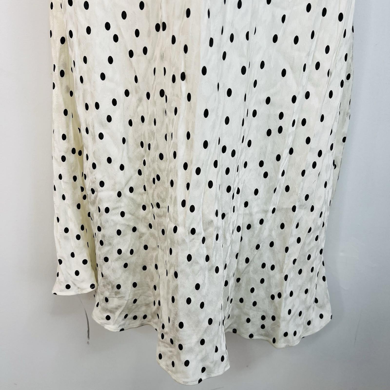 Rixo Viscose Dress M White Polka Dot Ruffle Spaghetti Strap Romantic Maxi New