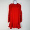 Adidas T-Shirt Dress S Red Sporty Stretchy Fitting Shift Crew Neck Tiered Hem