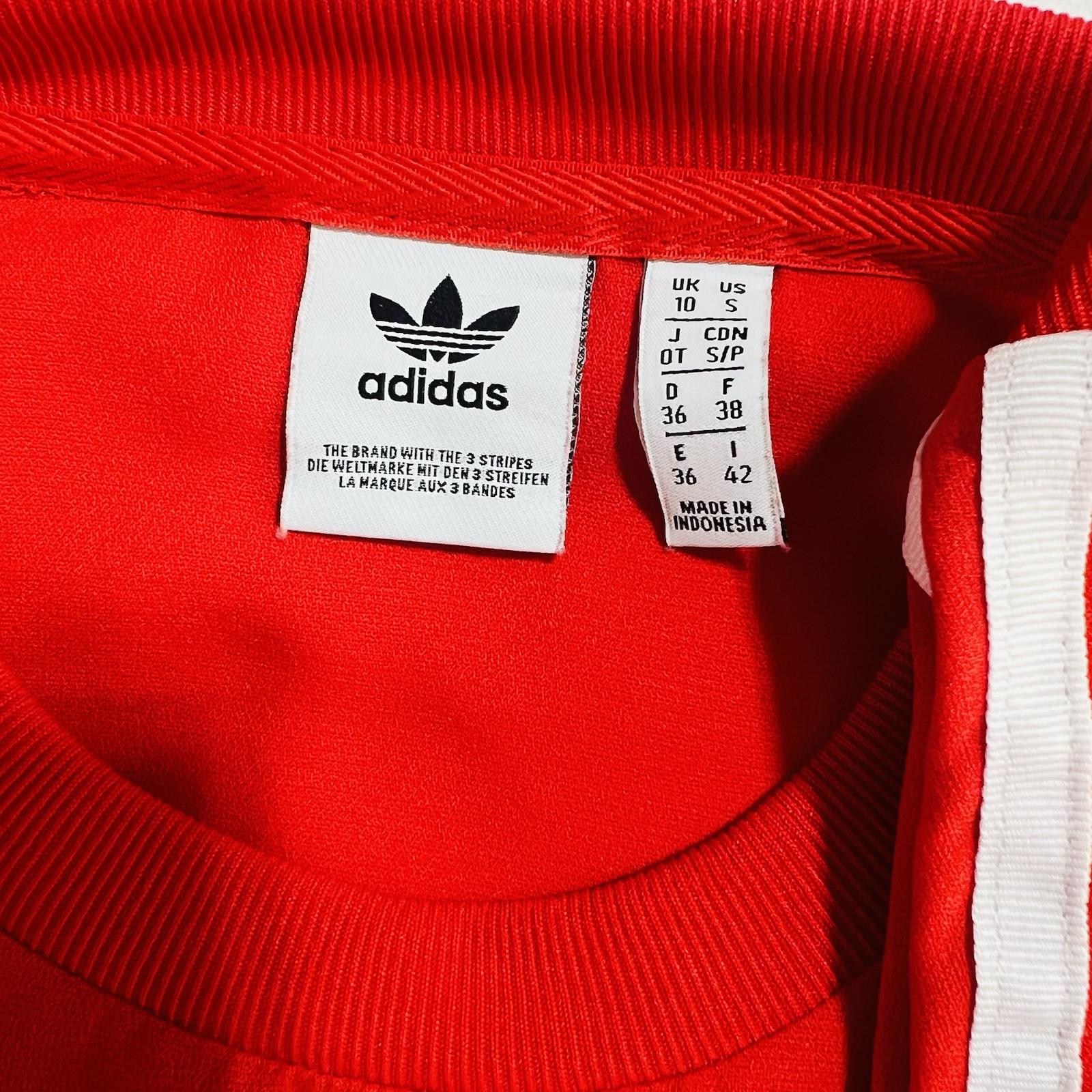 Adidas T-Shirt Dress S Red Sporty Stretchy Fitting Shift Crew Neck Tiered Hem