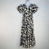 IVY CITY Mila Maxi Dress S Black White Cottagecore Babydoll Balloon Sleeve