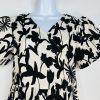 IVY CITY Mila Maxi Dress S Black White Cottagecore Babydoll Balloon Sleeve