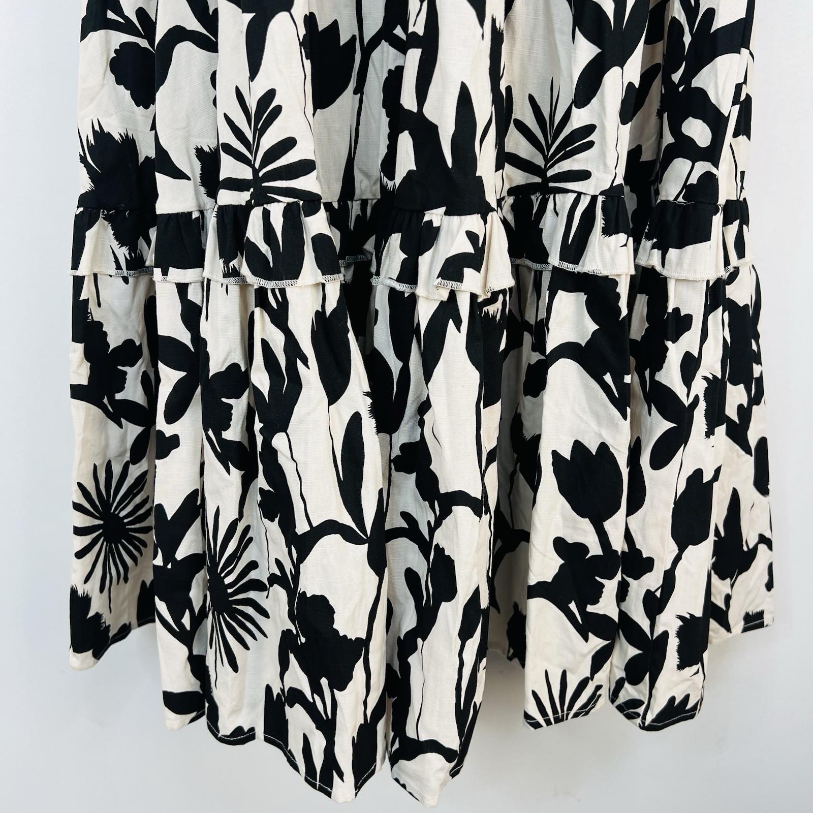 IVY CITY Mila Maxi Dress S Black White Cottagecore Babydoll Balloon Sleeve