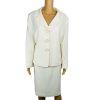 Le Suit Polyester Skirt Suit Size 16 Off White Lined Crepe Timeless Classy 2PC
