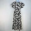 IVY CITY Mila Maxi Dress S Black White Cottagecore Babydoll Balloon Sleeve