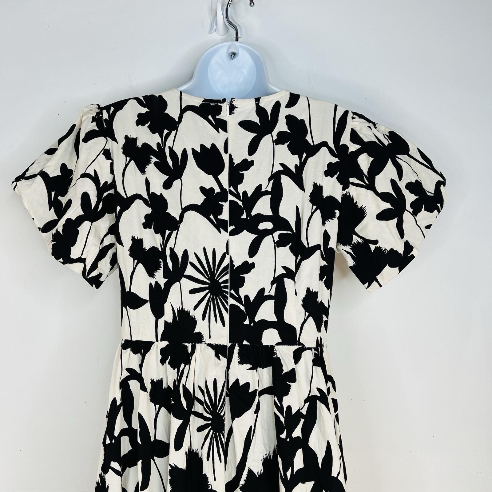 IVY CITY Mila Maxi Dress S Black White Cottagecore Babydoll Balloon Sleeve