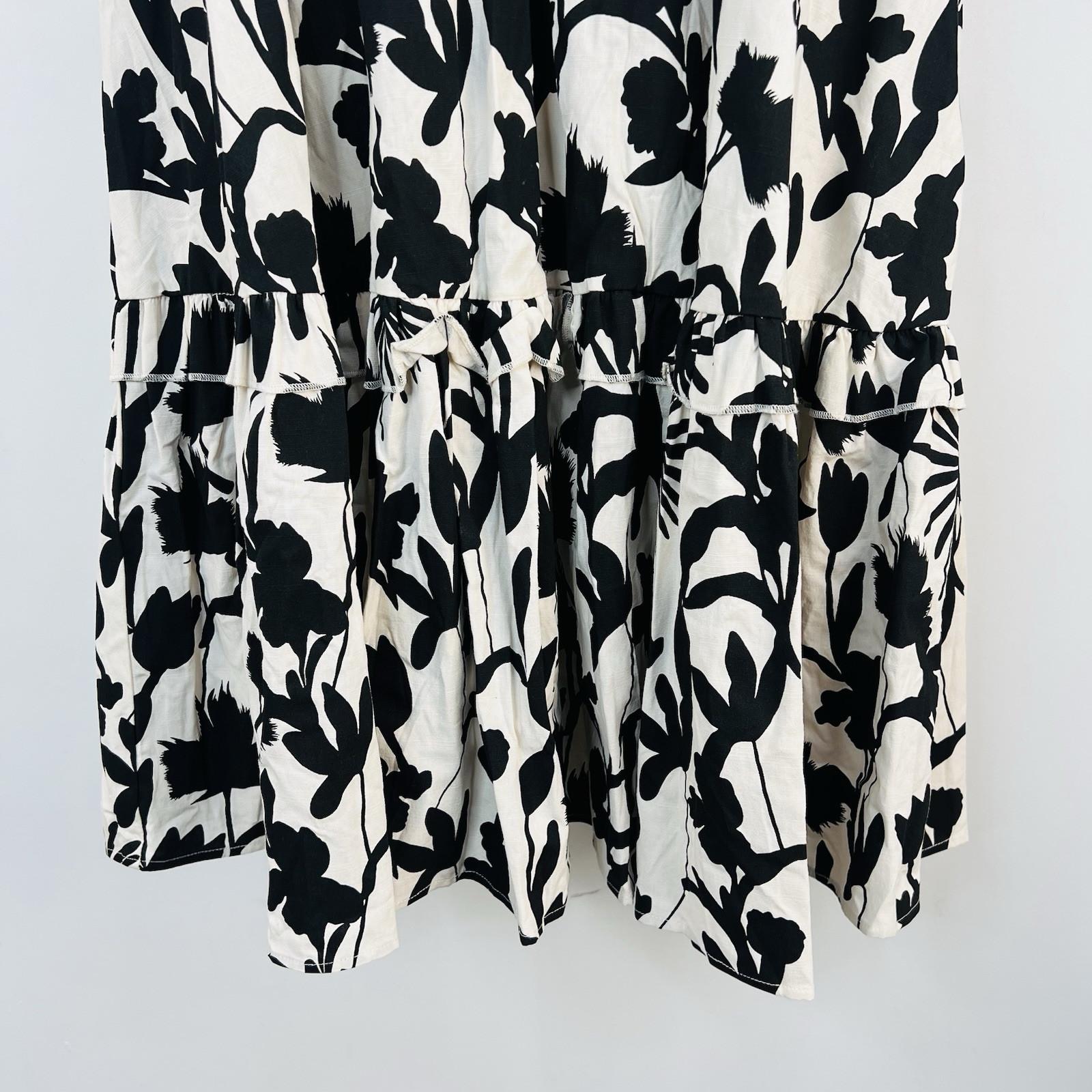 IVY CITY Mila Maxi Dress S Black White Cottagecore Babydoll Balloon Sleeve