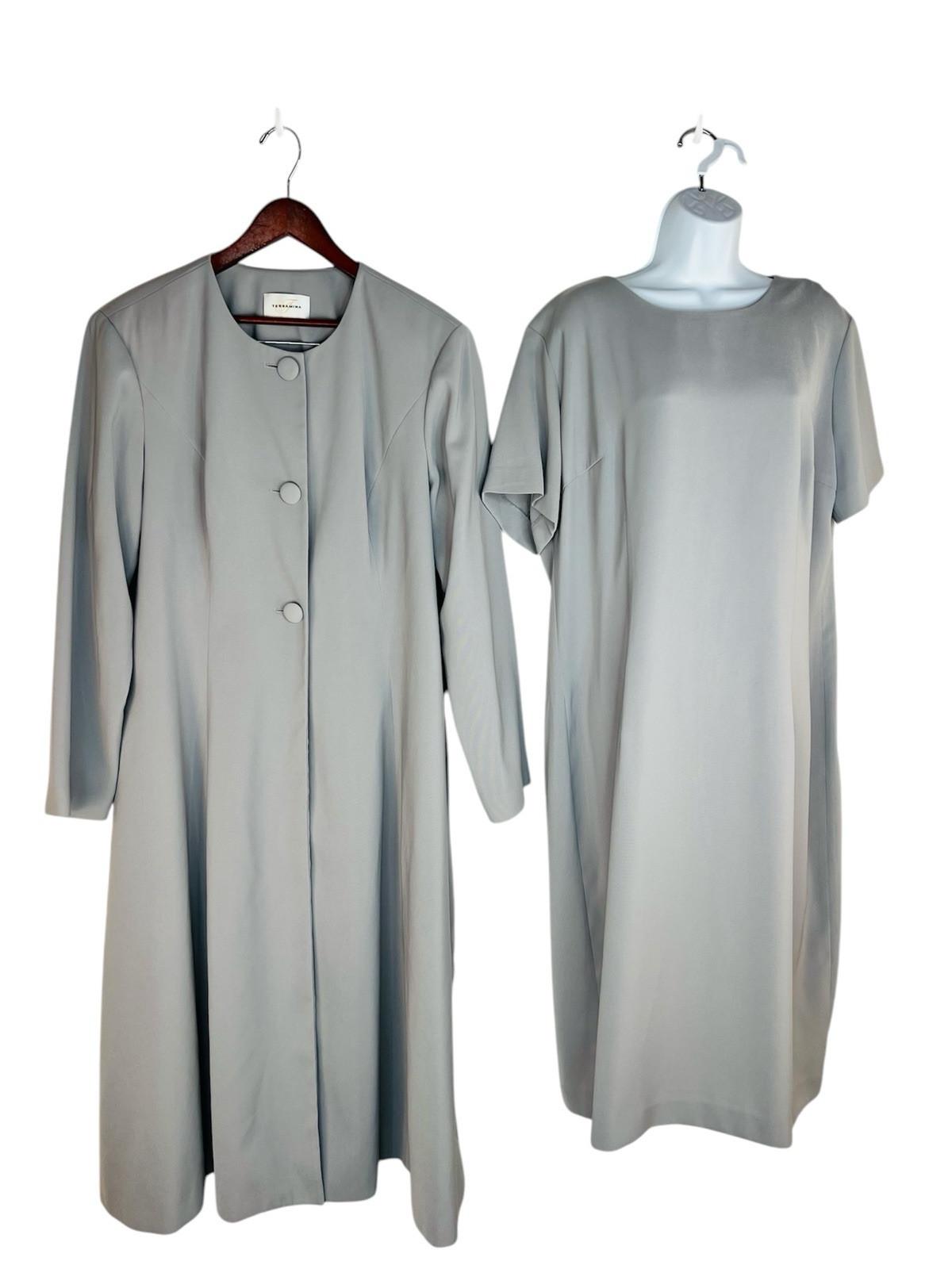 Terramina Polyester Midi Dress Suit Size 18 Silver Elegant Cocktail Classic