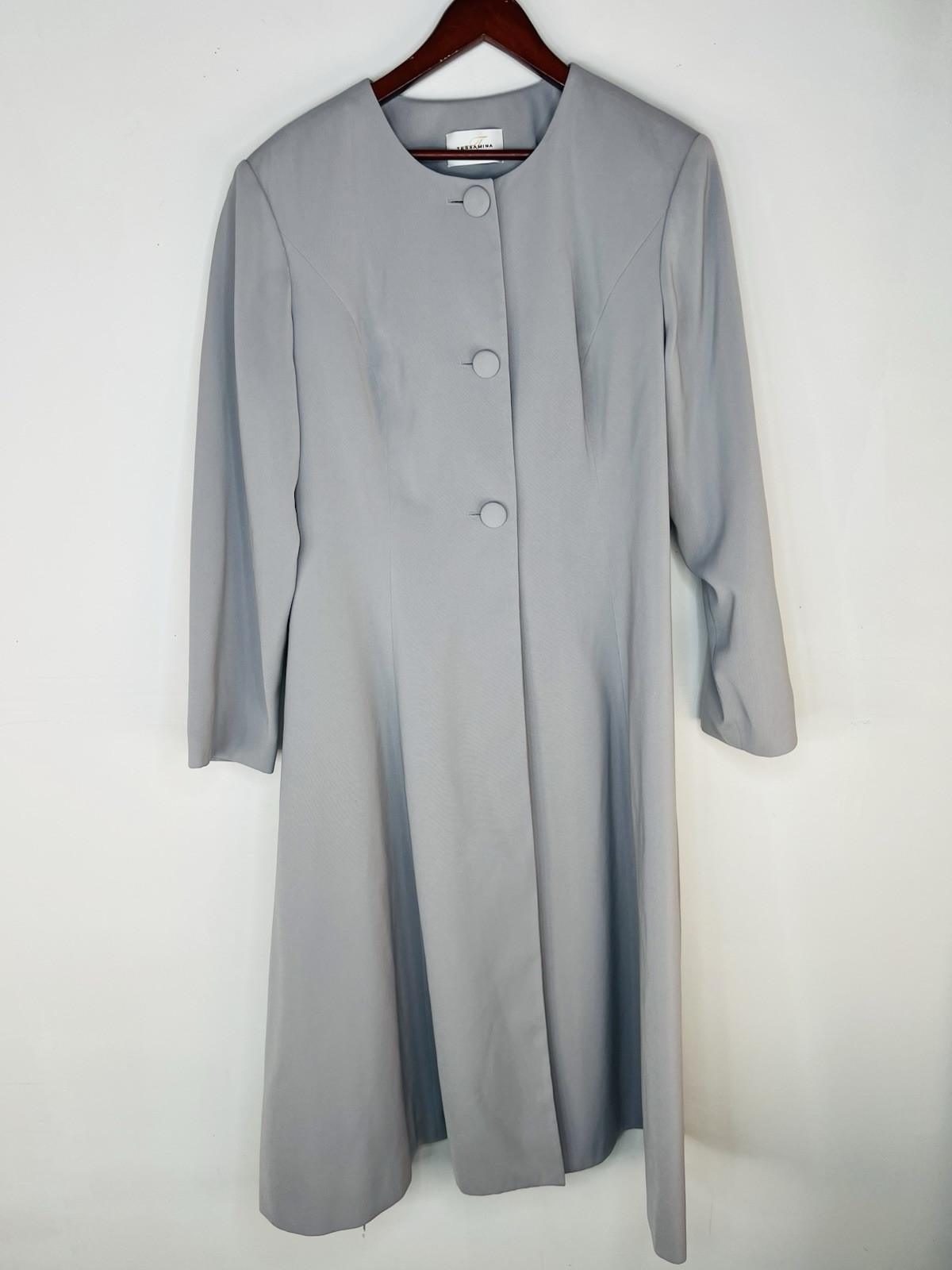 Terramina Polyester Midi Dress Suit Size 18 Silver Elegant Cocktail Classic
