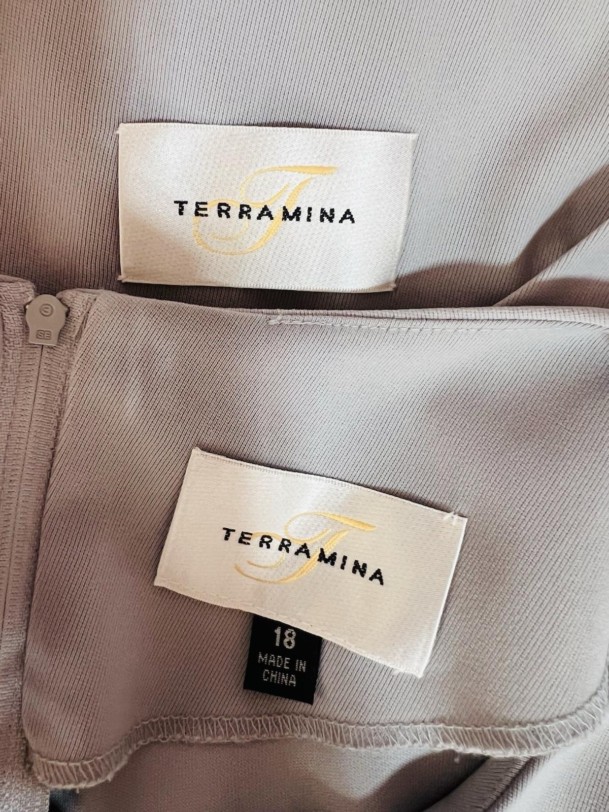 Terramina Polyester Midi Dress Suit Size 18 Silver Elegant Cocktail Classic