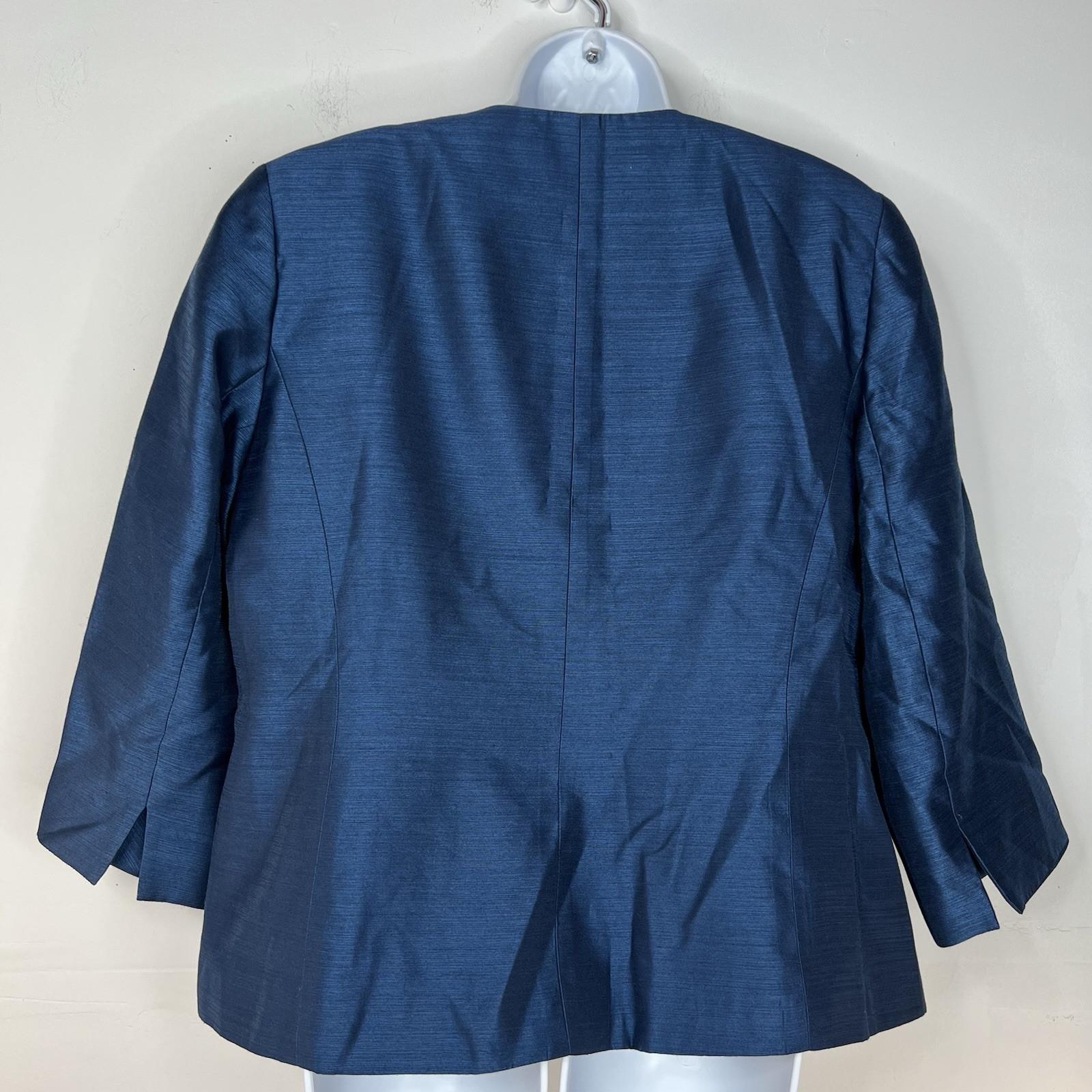 Kasper Polyester Skirt Suit Top 16W Navy Timeless Lined Cocktail Collarless