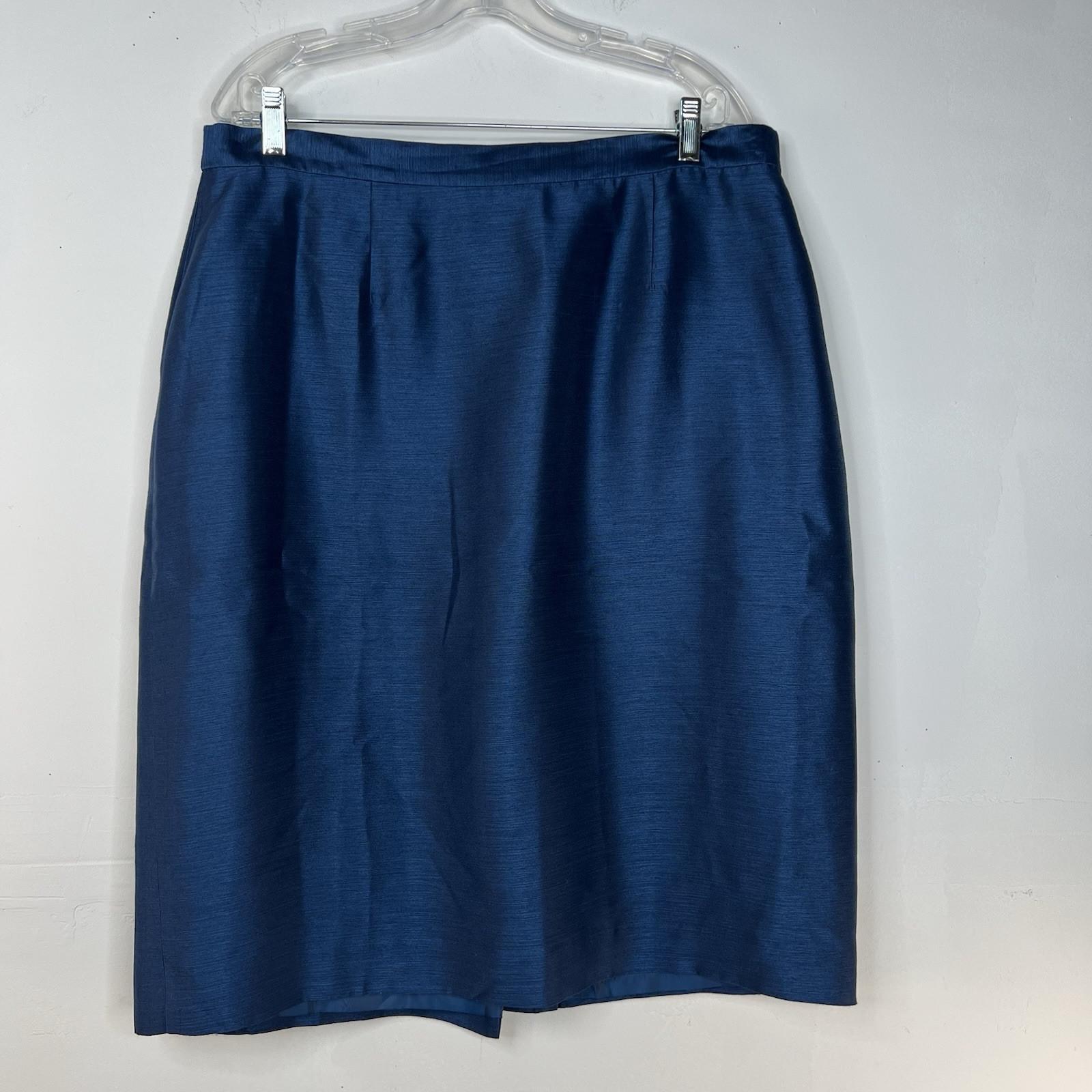 Kasper Polyester Skirt Suit Top 16W Navy Timeless Lined Cocktail Collarless