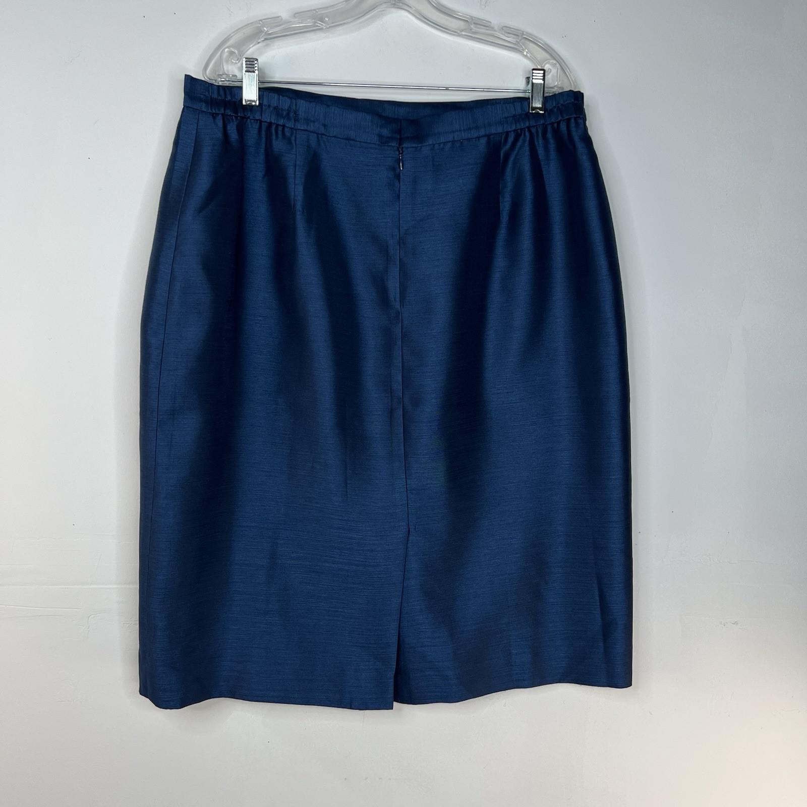 Kasper Polyester Skirt Suit Top 16W Navy Timeless Lined Cocktail Collarless