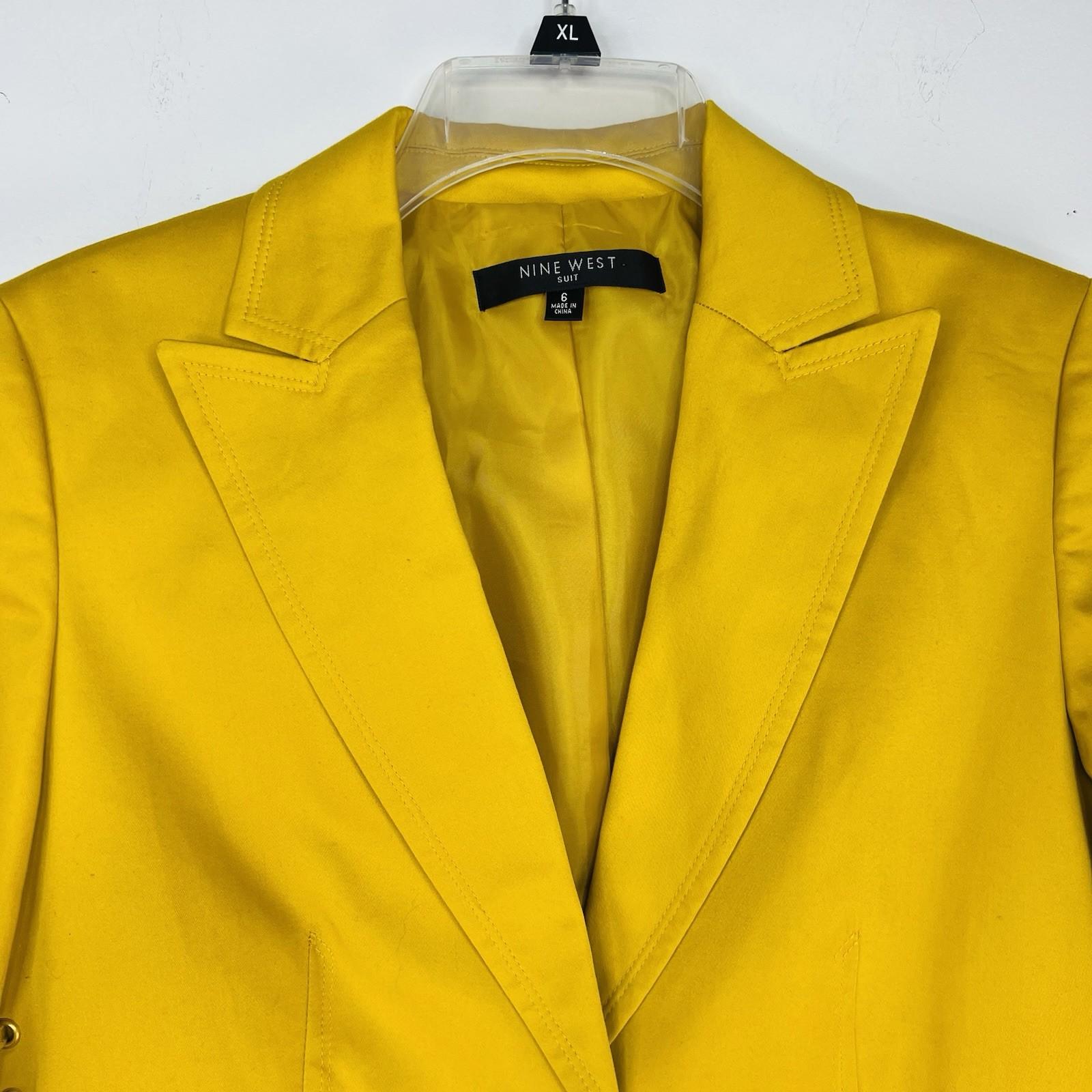 Nine West Cotton Stretch Skirt Suit Size 6 Marigold lace Business Career New