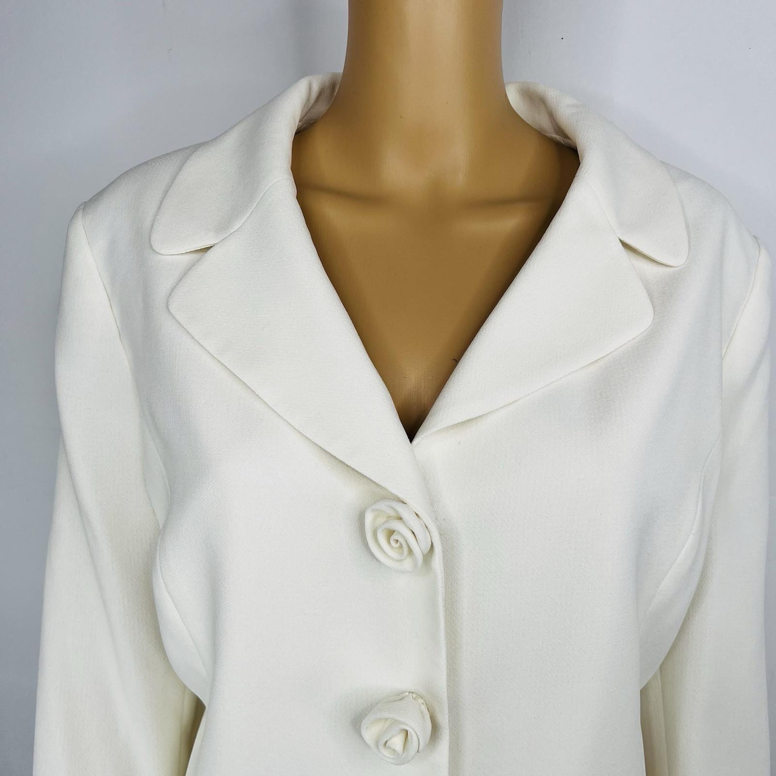 Le Suit Polyester Skirt Suit Size 16 Off White Lined Crepe Timeless Classy 2PC