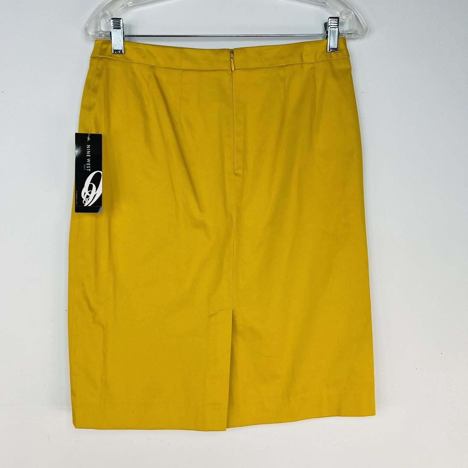 Nine West Cotton Stretch Skirt Suit Size 6 Marigold lace Business Career New
