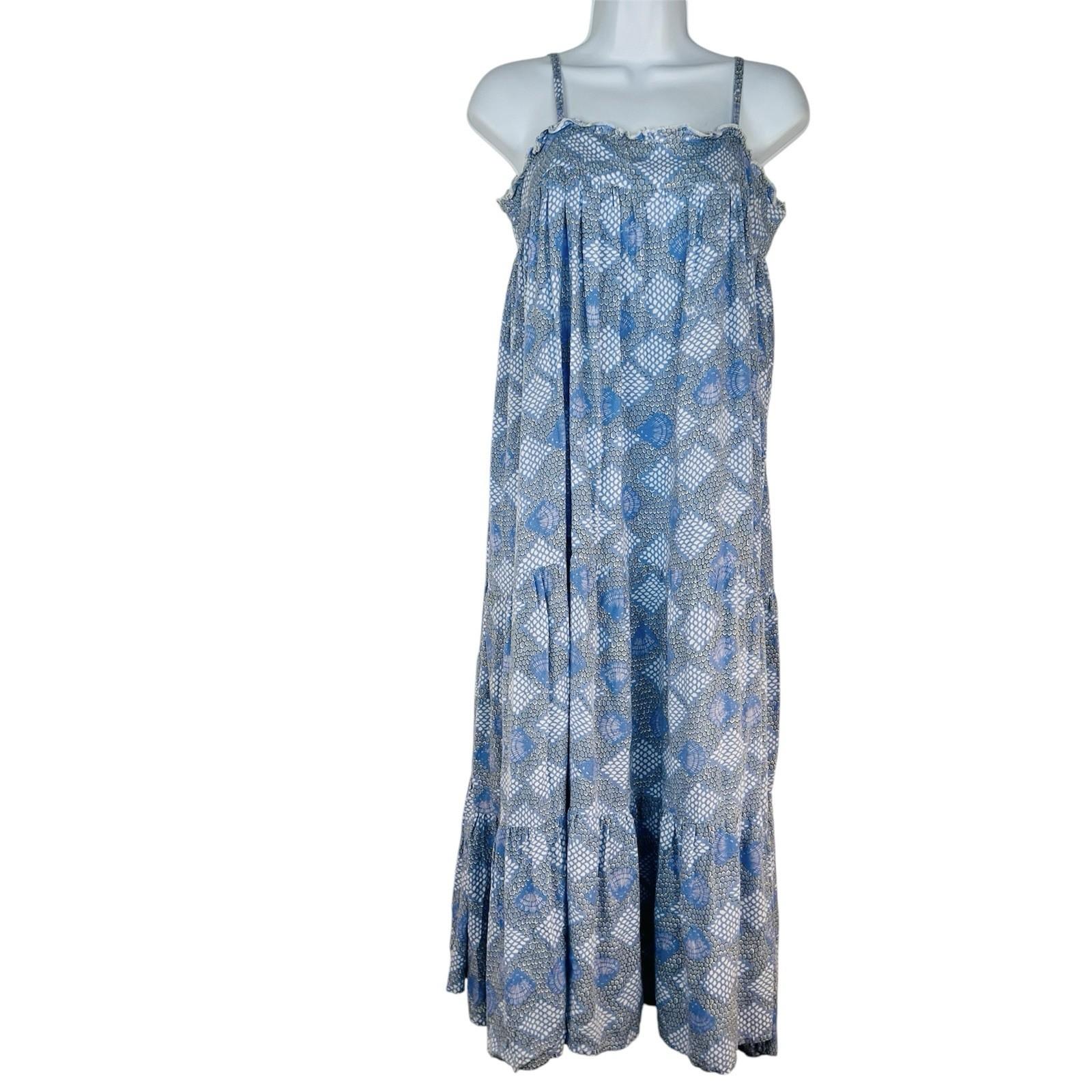 Tuckernuck St Lucia Maxi Dress XS Sea Glass Ruffle Beach Coverup Cottagecore