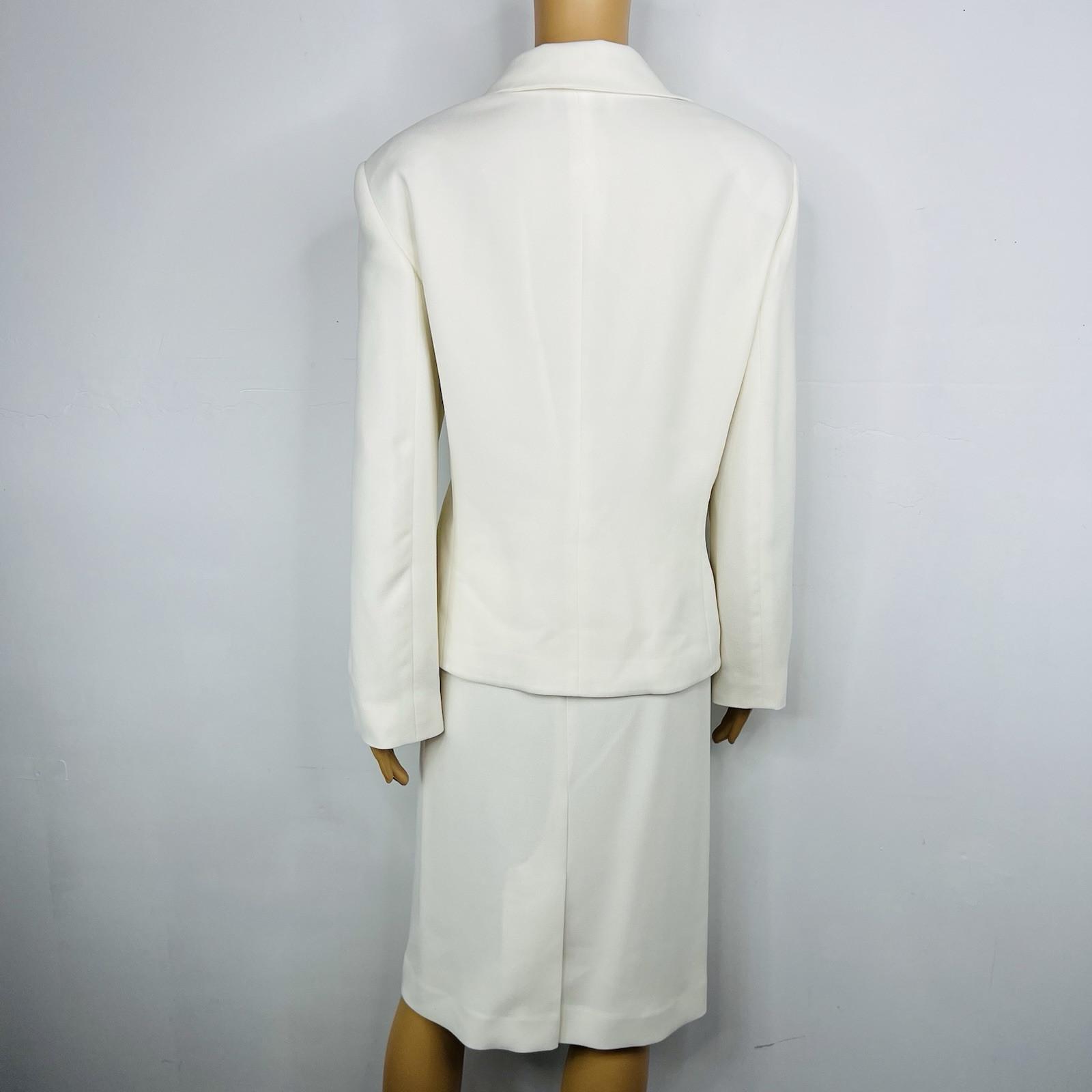Le Suit Polyester Skirt Suit Size 16 Off White Lined Crepe Timeless Classy 2PC